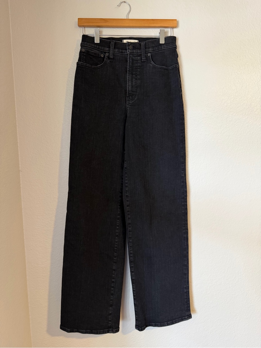 Madewell The Perfect Vintage Wide Leg High Rise Jeans Washed Black Size 27 Tall